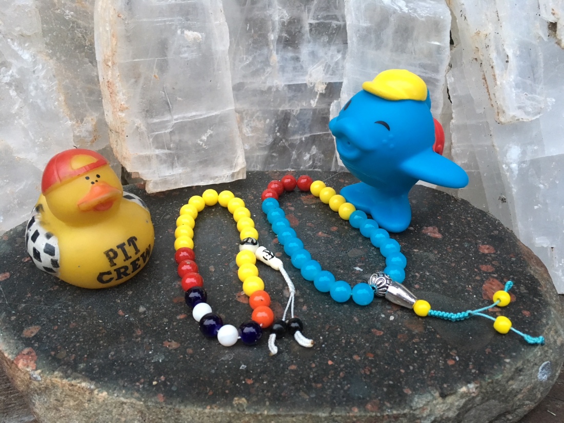 Rubber Ducky and Fishnu with their malas.
